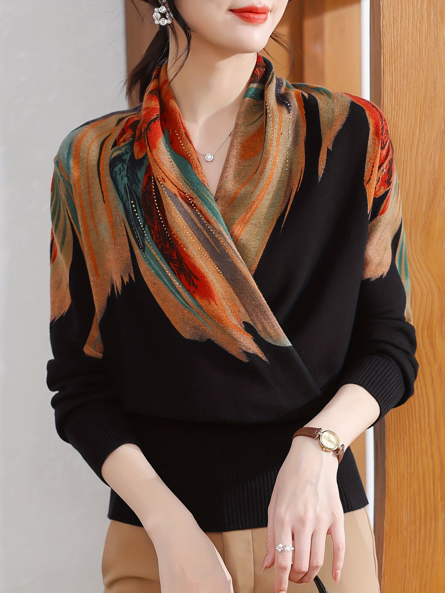 Women’s Elegant Multicolor Long-Sleeve Winter Sweater | Soft & Stylish Knit Top