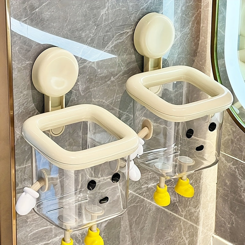DIY Wall-Mounted Transparent Multifunctional Toothbrush & Storage Holder