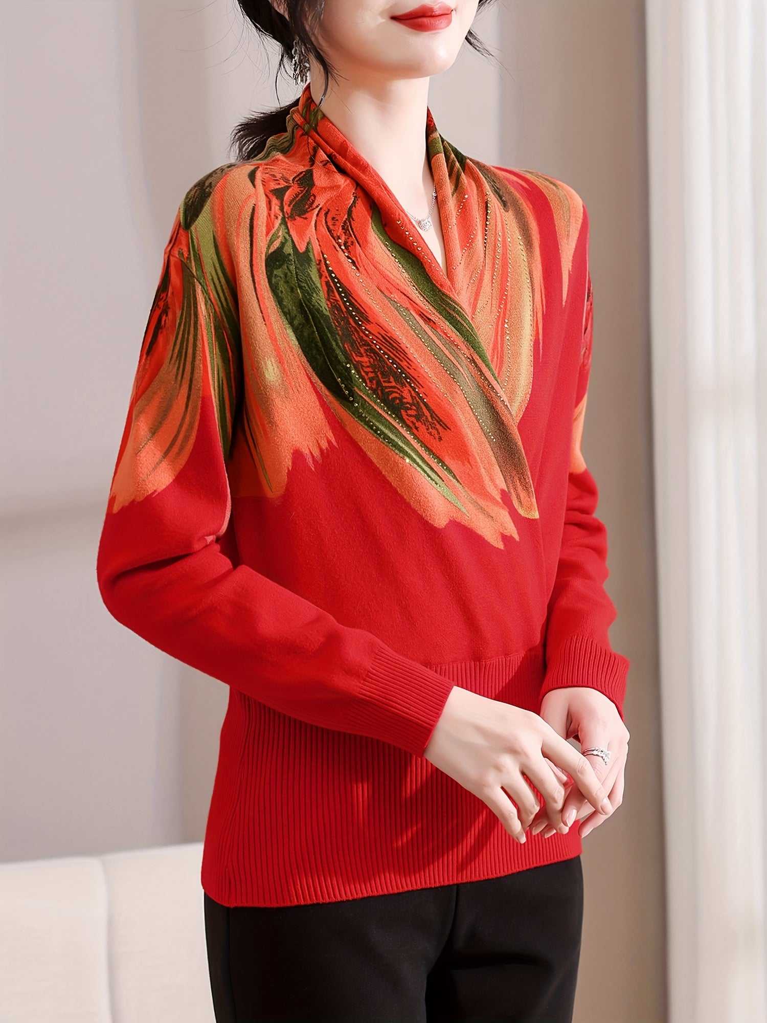 Women’s Elegant Multicolor Long-Sleeve Winter Sweater | Soft & Stylish Knit Top