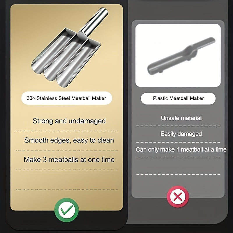 Triple Meatball Maker – Stainless Steel Non-Stick Tool