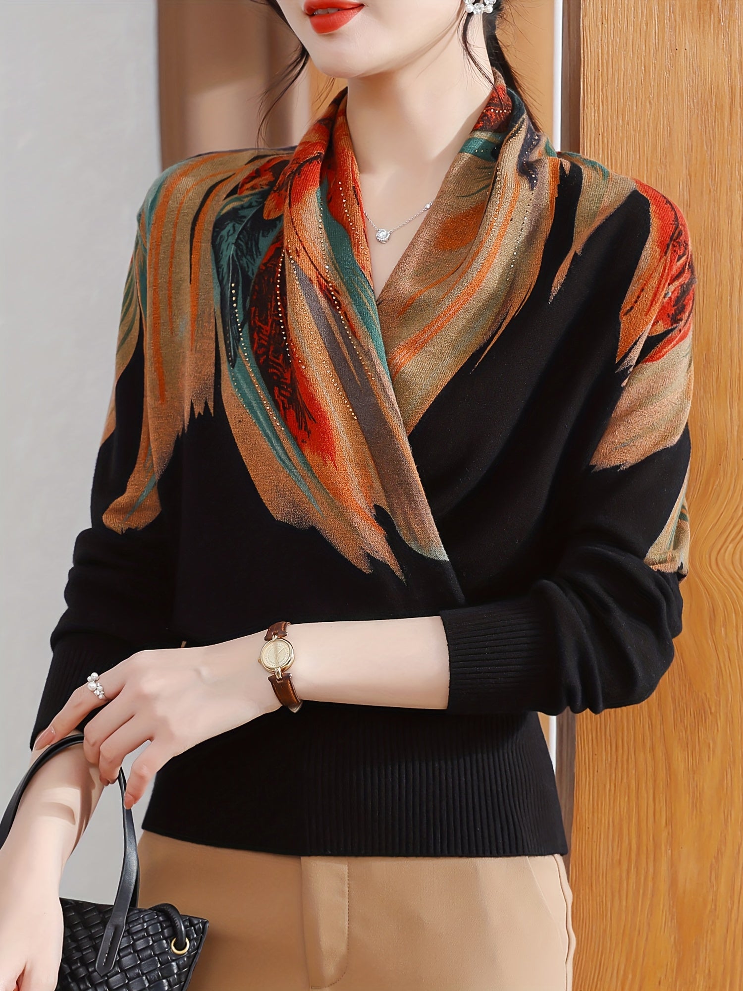 Women’s Elegant Multicolor Long-Sleeve Winter Sweater | Soft & Stylish Knit Top