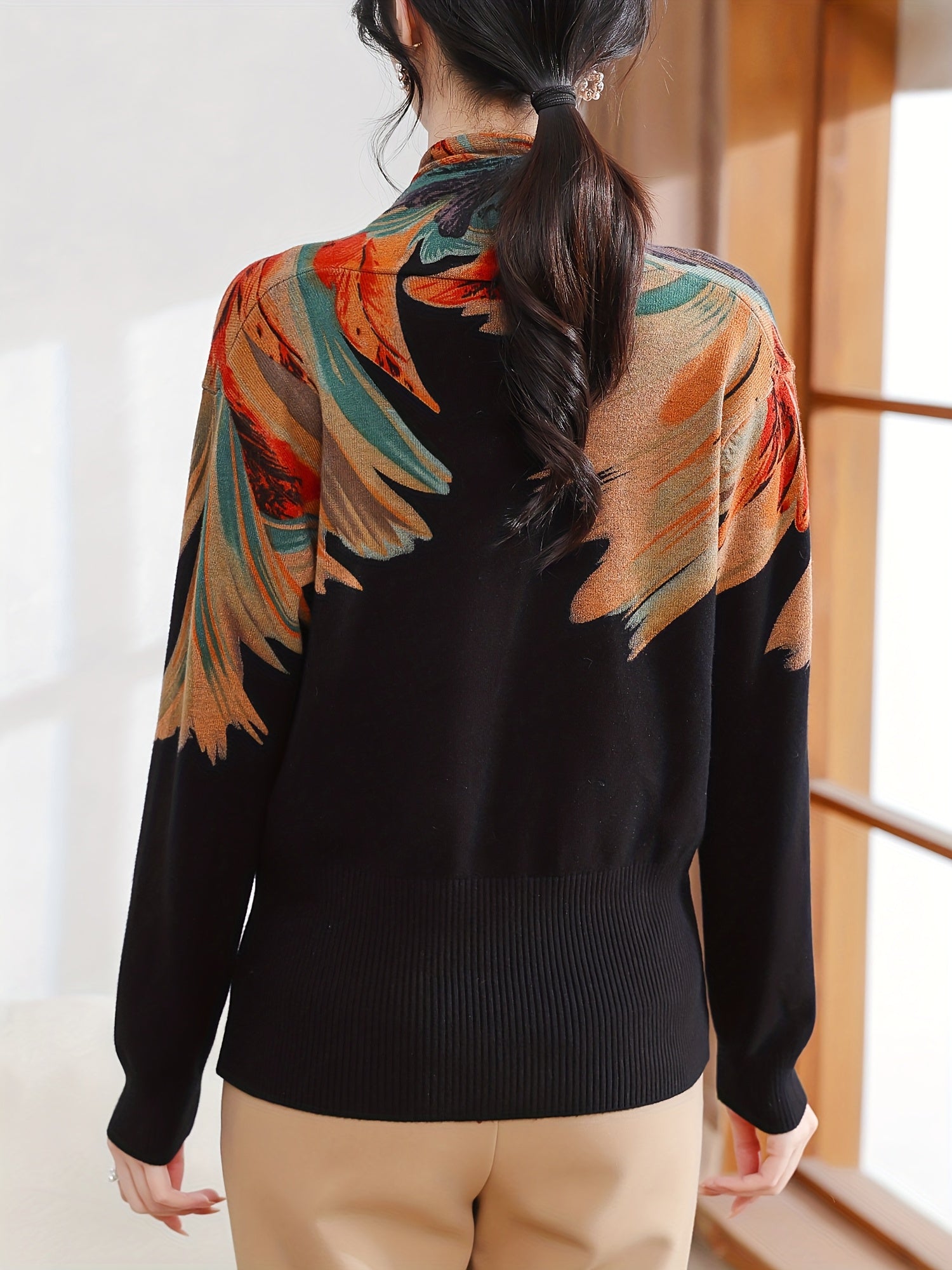 Women’s Elegant Multicolor Long-Sleeve Winter Sweater | Soft & Stylish Knit Top