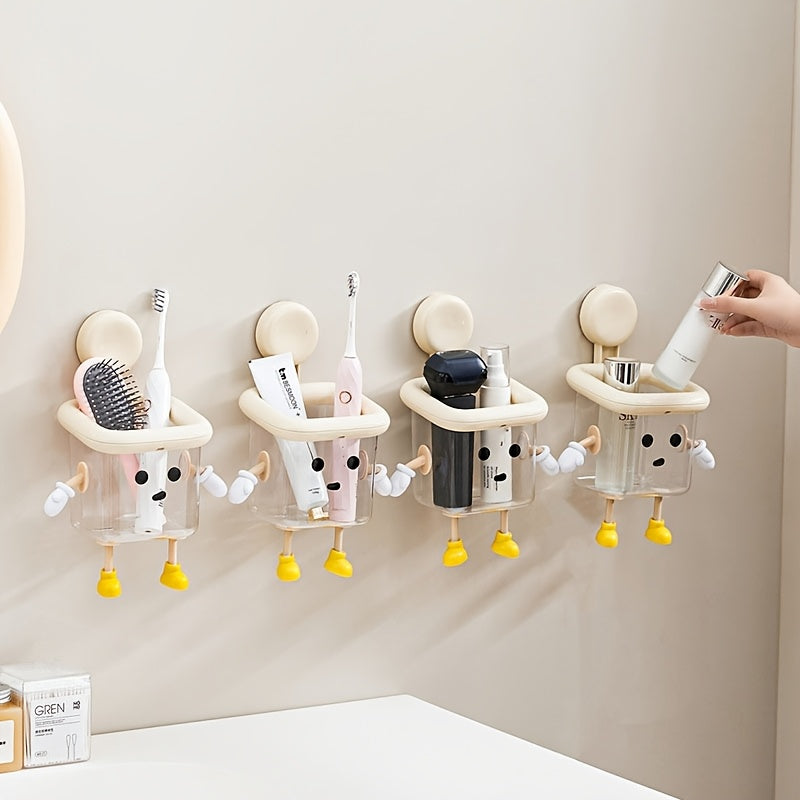 DIY Wall-Mounted Transparent Multifunctional Toothbrush & Storage Holder