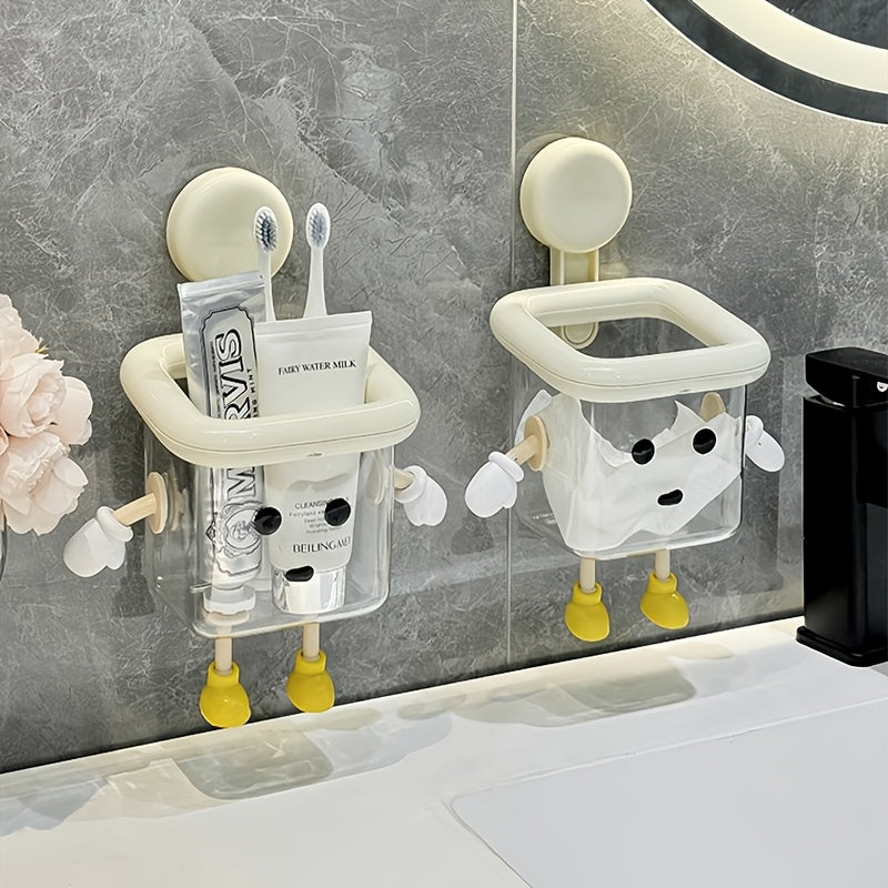 DIY Wall-Mounted Transparent Multifunctional Toothbrush & Storage Holder
