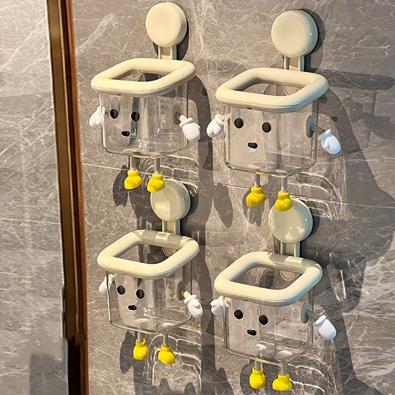 DIY Wall-Mounted Transparent Multifunctional Toothbrush & Storage Holder