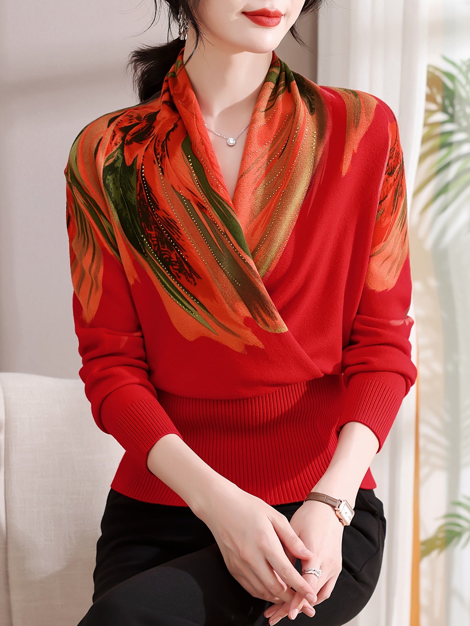 Women’s Elegant Multicolor Long-Sleeve Winter Sweater | Soft & Stylish Knit Top