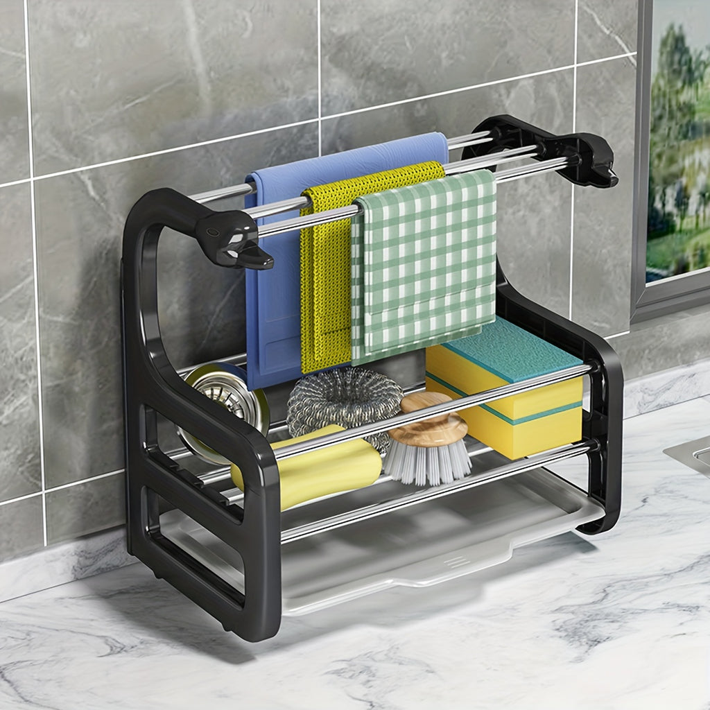 Stainless Steel Sink Organizer Rack – Wall-Mounted Kitchen Storage