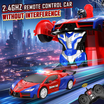Rechargeable 2.4GHz Remote Control Car | One-Click Transforming Robot Toy for Kids