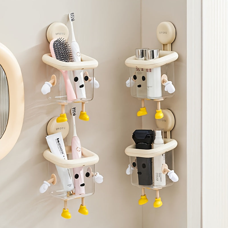 DIY Wall-Mounted Transparent Multifunctional Toothbrush & Storage Holder