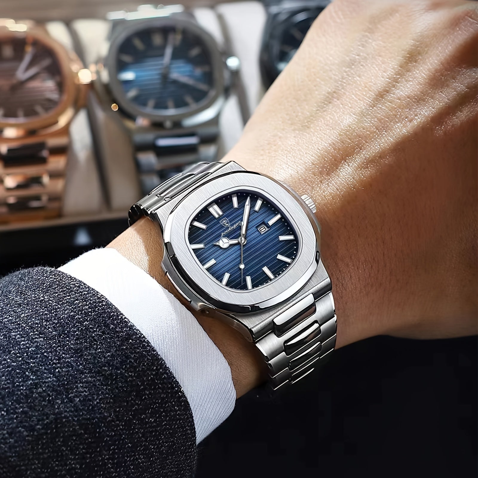 Business Casual Stainless Steel Quartz Watch for Men