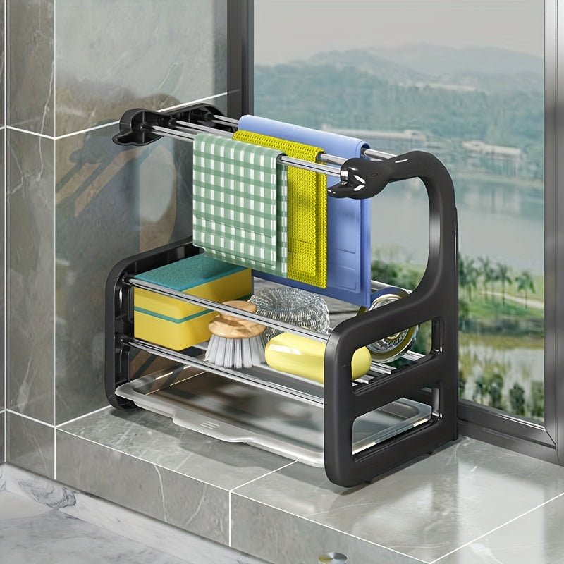 Stainless Steel Sink Organizer Rack – Wall-Mounted Kitchen Storage