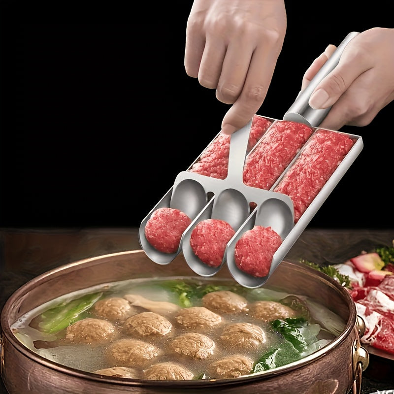 Triple Meatball Maker – Stainless Steel Non-Stick Tool